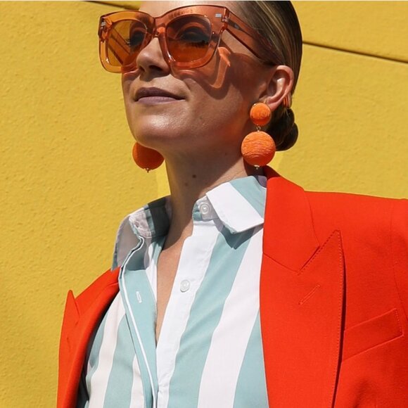 Lake x Atlantic Pacific Marnie Caftan Azure Stripe Night Shirt Dress Cotton - Picture 8 of 9